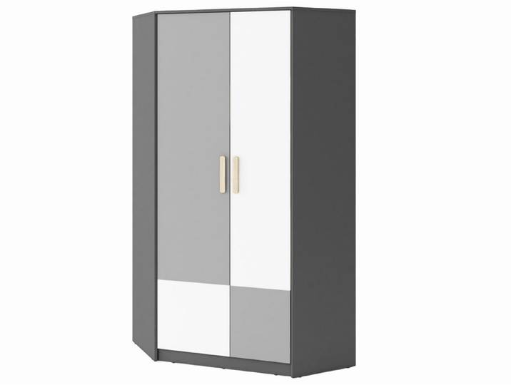 Beautysofa Eckschrank Pok (95x193x95 cm (BxHxL), Einlegeböden, Kleiderstangen) Kleiderschrank mit Drehtüren