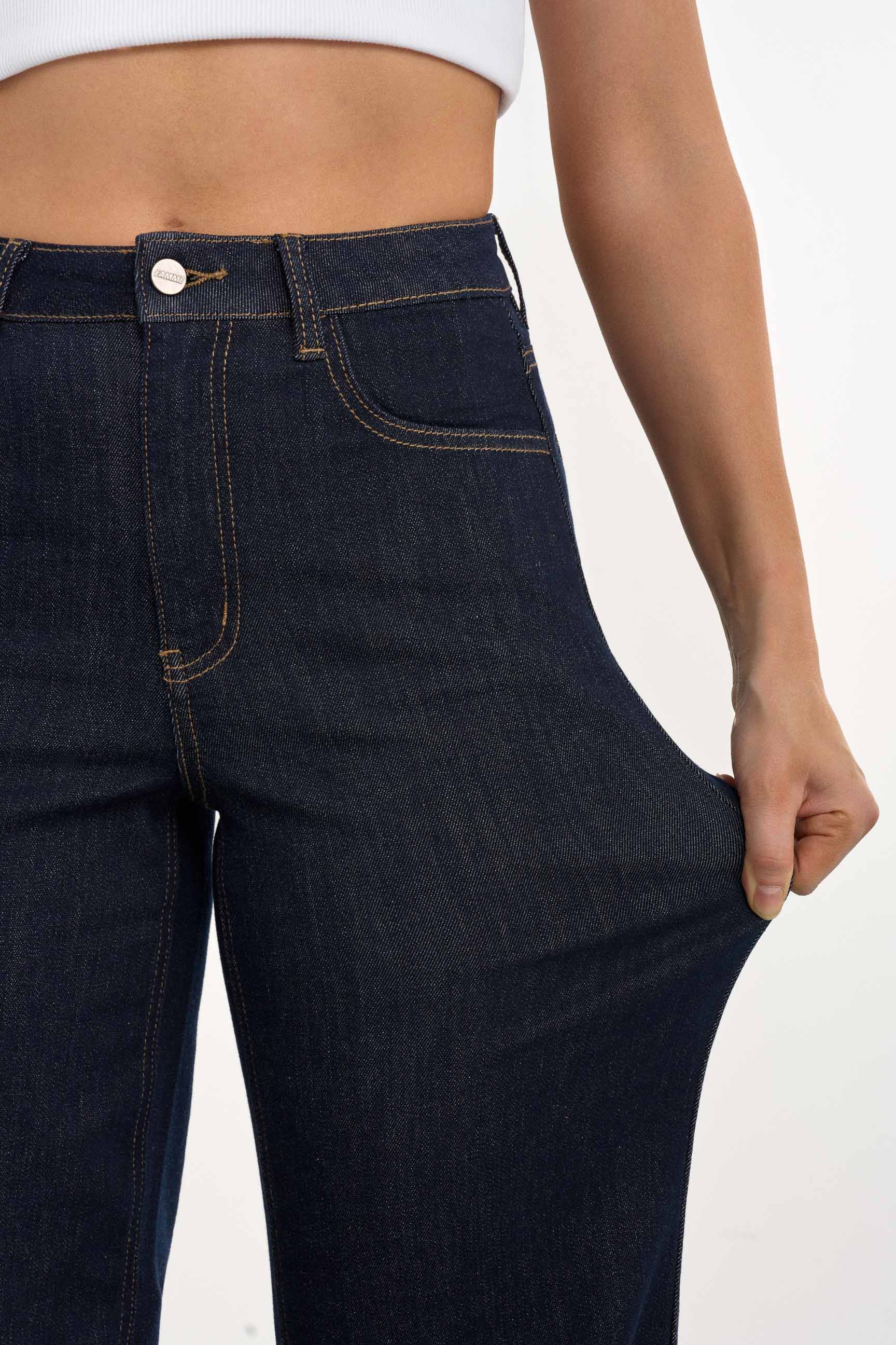 FAMME Baggy Jeans Blue Rinse XS