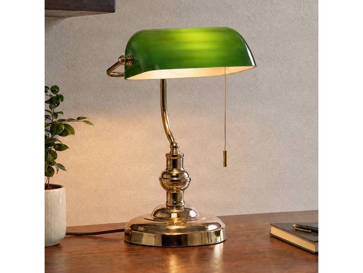 Bureaulamp Milenka, messing / goud, Woon-/ Eetkamer, metaal, Antiek, bureaulamp