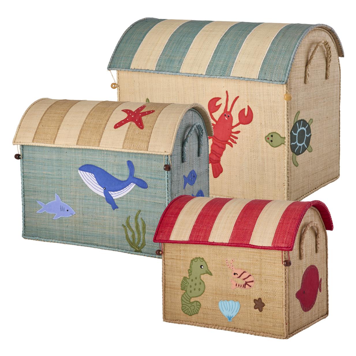 Rice Raffia Toy Baskets (BSHOU-3ZOCE)