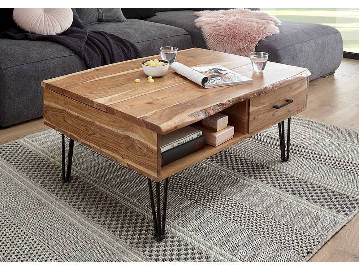 Table basse pliante Kisana 110 x 65 x 72cm Marron