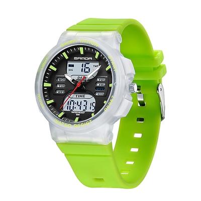 SANDA Herren Digitaluhr Mode Freizeit Business Armbanduhr Leuchtende Stoppuhr Countdown Kalender TPU Uhr