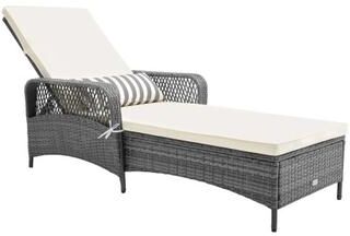 Costway Outdoor Chaise Lounge Chair Recliner with 6-Level Backrest Cushion and Pillow