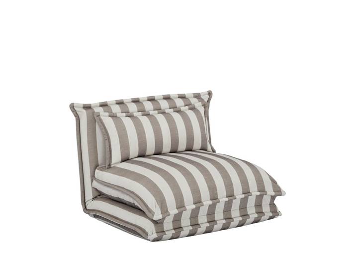 Chauffeuse convertible 1 place en tissu rayé - beige