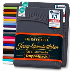 EXKLUSIV HEIMTEXTIL Doppelpack Jersey Spannbettlaken Premium Navyblau 200 x 220 cm