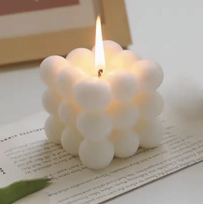 Inspire Picks Handmade Soy Wax Magic Cube Candle Creative Ball Shaped Aromatherapy Decorative Candle For Home & Wedding Gifts white