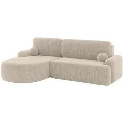 ECKSOFA mit Schlaffunktion und Bettkasten LIRA-L - 264x172x89 Beige