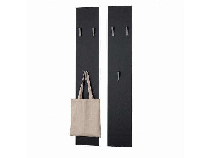 Vladon Garderobenpaneel Wandpaneel Schwarz matt, 24x140x2 cm, Garderobe, Garderobenpaneele