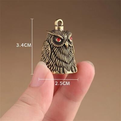 Useful Little Things Owl Brass Bell Hand Carved Vintage Lucky Craft Ornament For DIY Keychain Wind Chime Doorbell Home Decor 1 Pc