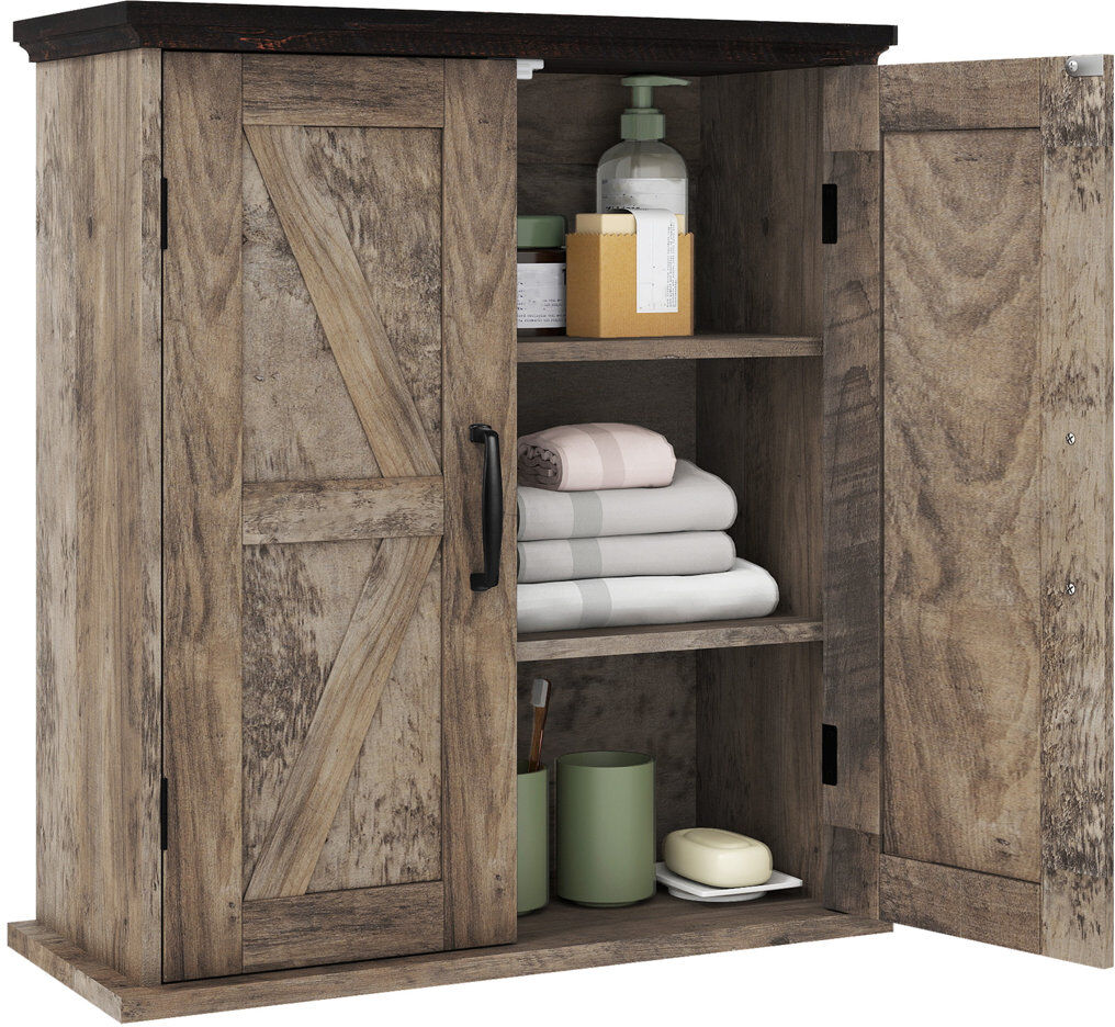 Brambly Cottage MDF Wall Bathroom Cabinet Natural 60cm H X 53.5cm W X 22.5cm D
