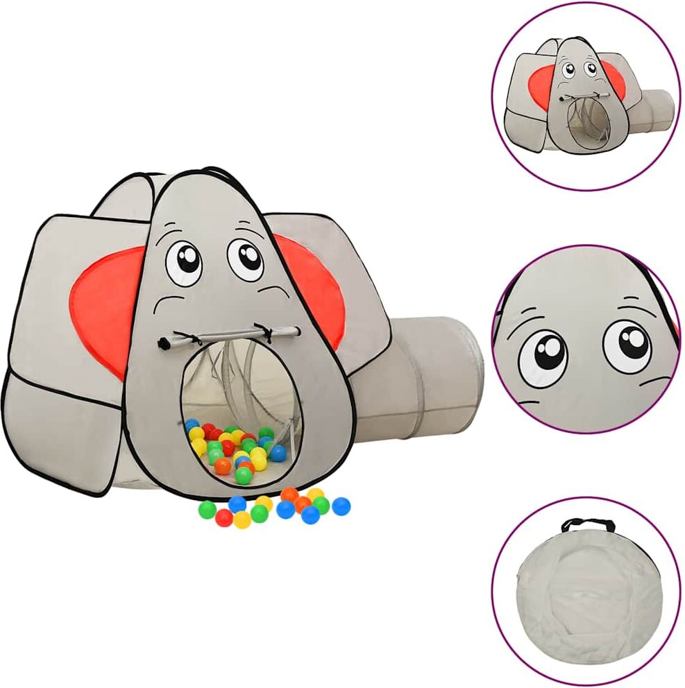 vidaXL Tente de jeu pour enfants 250 balles Éléphant Gris 174x86x101cm