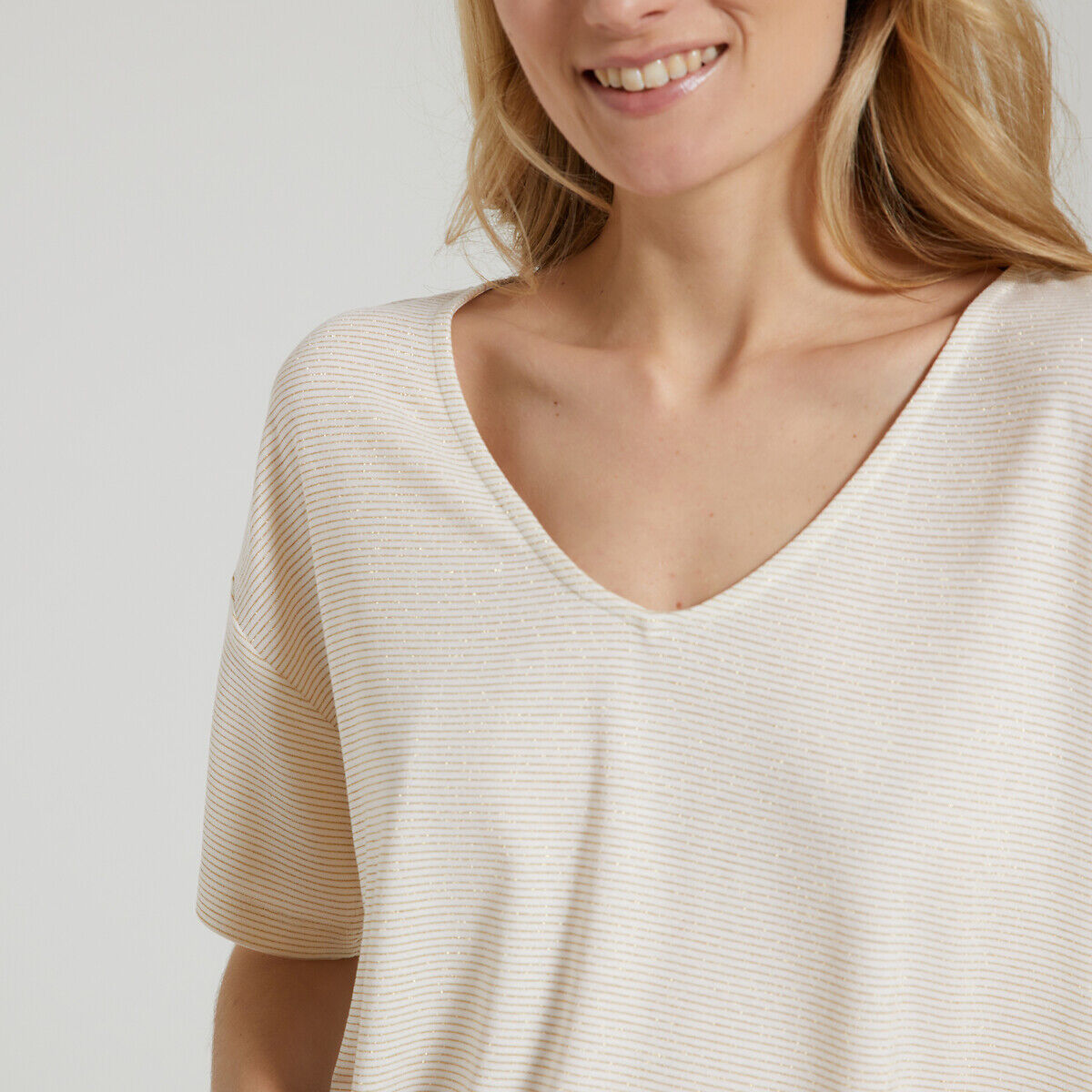 PIECES T-shirt oversized à fines rayures brillantes