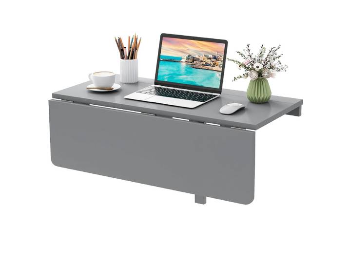 Wandgemonteerde Klaptafel Inklapbare Wandtafel van Grenenhout Ruimtebesparende Wandklaptafel voor Keuken Grijs