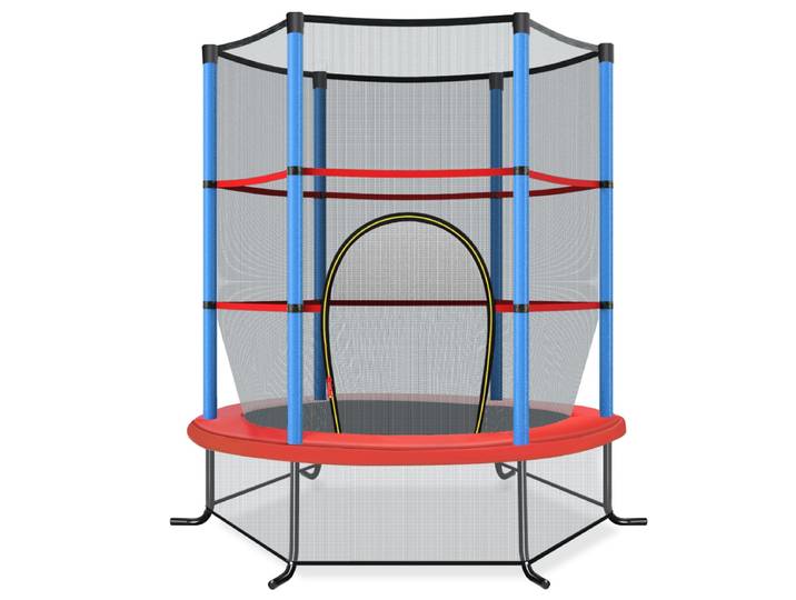 Trampoline voor Kinderen Kleuter Trampoline met Veilige Bescherming Net en Spring Pad Binnen en Buiten Recreatieve Trampoline-Blauw