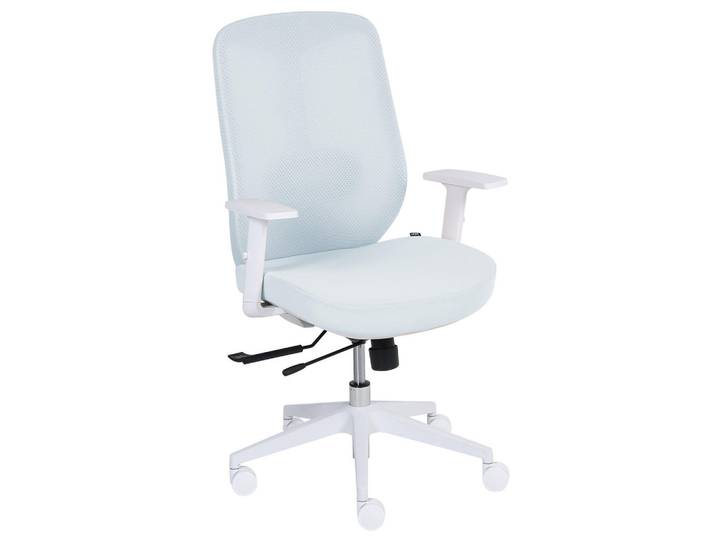 Beliani Bürostuhl Stoff Hellblau Zelar, Hellblau, Blau, Weiß, 64x115x60 cm, Büromöbel, Bürostühle, Drehstühle