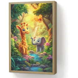 NACHTTISCHLAMPE MIT AKKU Giraffe - Elefant - Blumen - Dschungel 40x60 cm