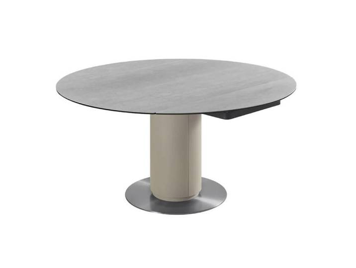 Table extensible ronde 90 à 150 cm en céramique gris pied central - PIVO Meubletmoi