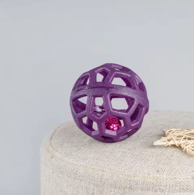 Inspire Picks Rubber Hollow Ball Dog Toy Teeth Cleaning Chew Ball With Bell For Puppies 9cmpurplelingdangqiu