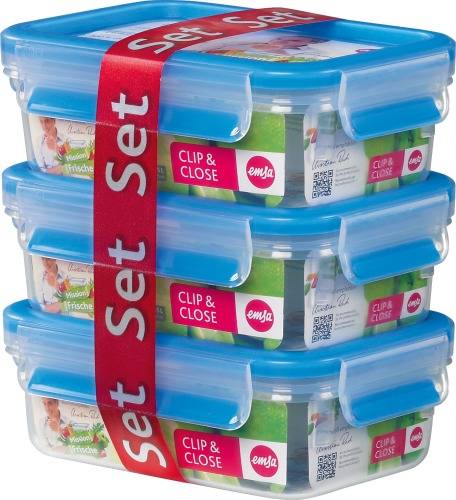 Emsa Emsa 508570 CLIP & CLOSE Frischedose 3er Set 2.0, 0,55 l 508570