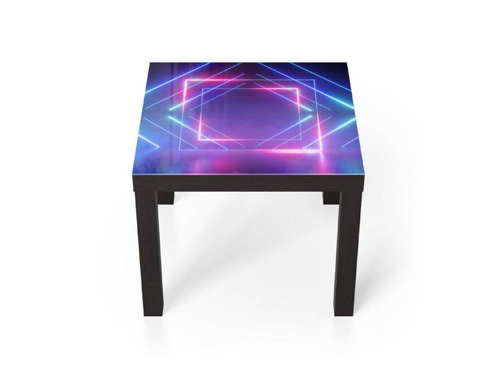 DEQORI Couchtisch 'Neon Geometrie', Glas Beistelltisch Glastisch modern