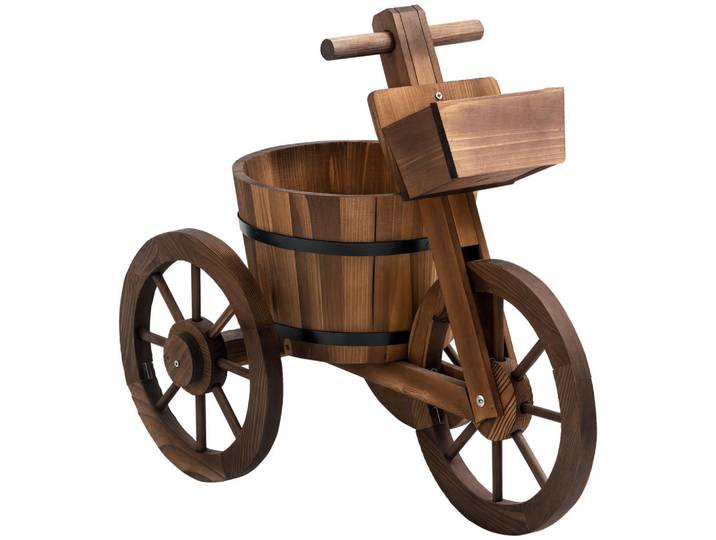 ComfortXL Pflanzenständer De-18929 Tricycle-Design Naturholz, Braun, 31x45.5x52 cm, Dekoration, Blumen & Blumentöpfe, Übertöpfe