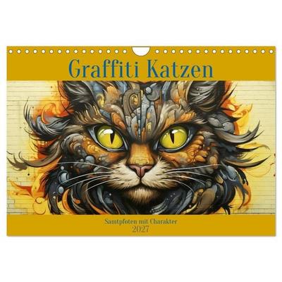 Graffiti Katzen (Wandkalender 2027 DIN A4 quer), CALVENDO Monatskalender