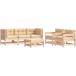 vidaXL 6-tlg. Garten-Lounge-Set mit Kissen Massivholz