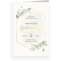 Geburtstag Einladungen im Design "Goldener Rahmen" - Musterkarte