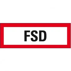 Aufkleber I Feuerwehrschild FSD, Folie, selbstklebend, 297x105mm, DIN 4066