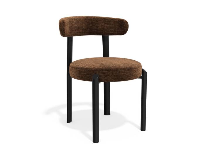 Lot de 2 chaises en tissu tramé toucher doux brun