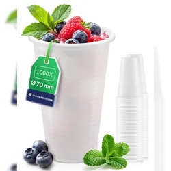 Inoverse 1.000 stk Trinkbecher, 200ml Plastikbecher, Weiß Einwegbecher 0,2l