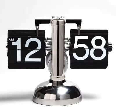 Uplift Picks Vintage Automatic Flip Page Desk Clock Battery Powered Retro Table Clock black single