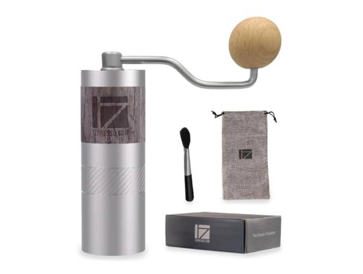1Zpresso Q Manuelle Kaffeemühle - Kurbelgriff mit, Mini Slim Travel Größe Passt in den Kolben, Montage Edelstahl konischer Grat, Numerisch einstellbare Einstellung