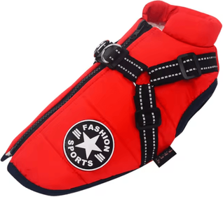 Uplift Curations Waterproof Large Dog Jacket With Harness Winter Padded Big Dog Coat For Outdoor Adventures red 5xl