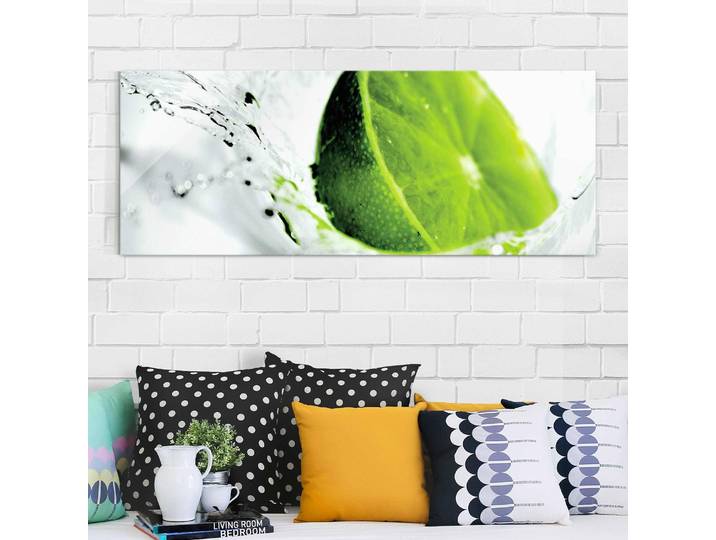 Tableau déco Splash Lime Verre de sécurité ESG selon les normes DIN EN 12350-1 Bords sécurisés légèrement arrondis Multicolore 80 x 30cm