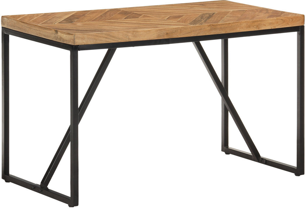 Borough Wharf Emmeline Acacia and Mango Rectangular Wood Top Dining Table with Steel Base Black/Dark Brown