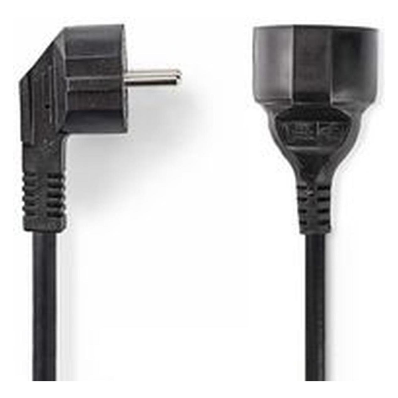 Nedis Stromkabel | Schutzkontaktstecker | Schutzkontaktsbuchse | abgewinkelt | gerade | Vernickelt | (3 m, CEE 7/3) (CEGP10230BK30)