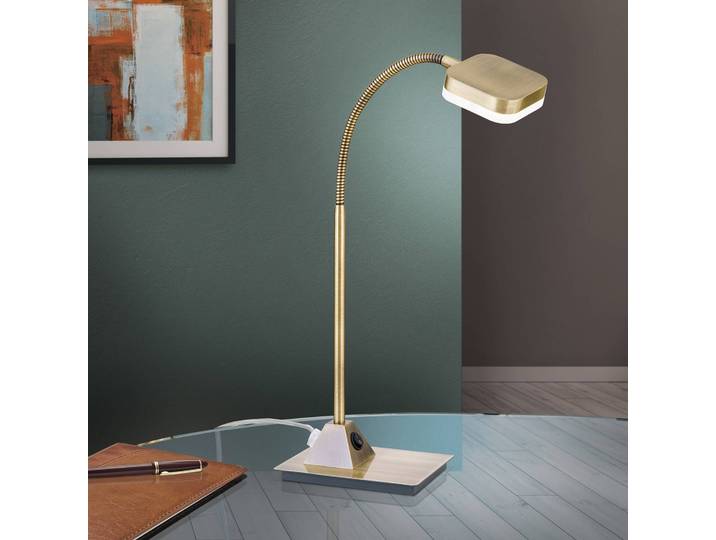 ORION LED Tischleuchtelampe Tobias, messing / gold, für Wohn- / Esszimmer, Metall, Modern