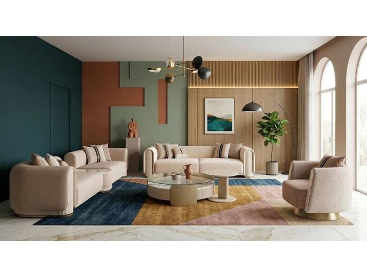 JVmoebel Polstergarnitur Wohnzimmer Möbel Set Sofa Funktionstisch Sessel Couchtisch Premium, (6-tlg), Made in Europa