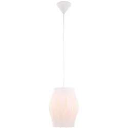 Pendelleuchte Deckenlampe Essbereich Hängeleuchte mit einem weißen Lampenschirm, Metall Kunststoff, 1x E27, DxH 30x150 cm, Wohnzimmer