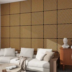 Akustik-Wandpaneel 12er Set Vang diagonal 60x60 cm Eichenoptik, dunkel [NEU.HOLZ]