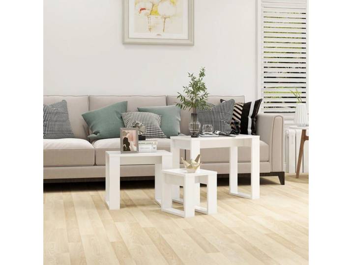 Tables gigognes 3 pcs Blanc Bois d'ingénierie 808603