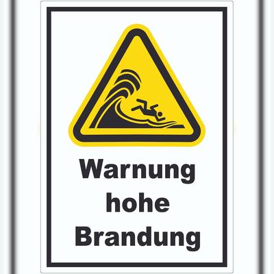 HB-Druck Aufkleber Warnung hohe Brandung A9 (37x52mm)