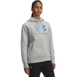 UNDER ARMOUR Damen Kapuzensweat RIVAL FLEECE SHIMMER, Größe XXL in Silber Silber