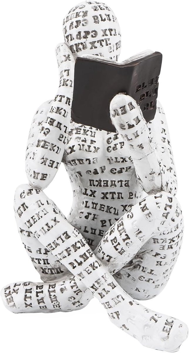 Decoratieve Levensgrote Vrouwelijke Lezer Boekenworm Beeldje voor Plank Unieke Sculptuur voor Boekenliefhebbers en Thuisdecoratie