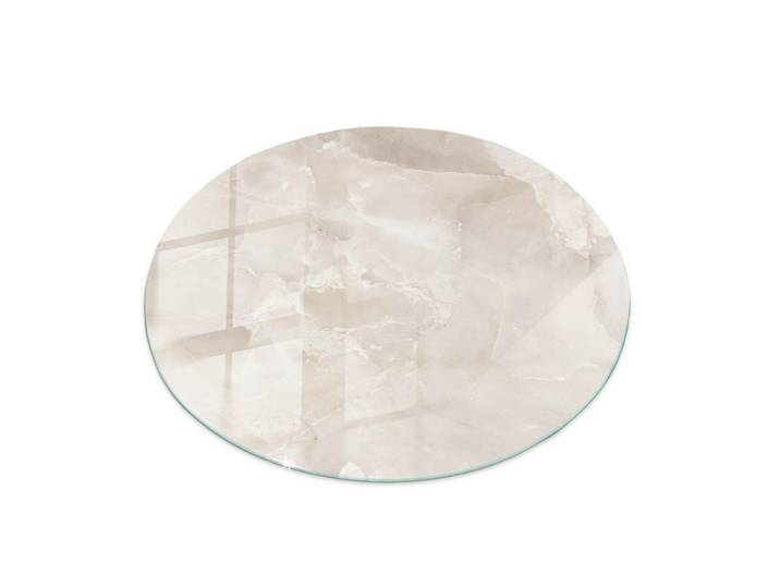Tulup Glasplatte Ø60 Marmorstrukturmuster, Creme, Glas, Rund, 60x0.4x60 cm, Esszimmer, Esstische, Tischsysteme