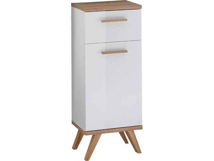 Unterschrank SAPHIR Quickset 923 Badschrank mit 1 Schublade, 1 Tür, 35,5 cm, Weiss Glanz , weiss (weiß glanz, riviera eiche), B:35,5cm H:89,5cm T:33cm, Holzwerkstoff, Schränke, Unterschrank, Badezimmer-Unterschrank inkl. Türdämpfer, mit Holzgriffen