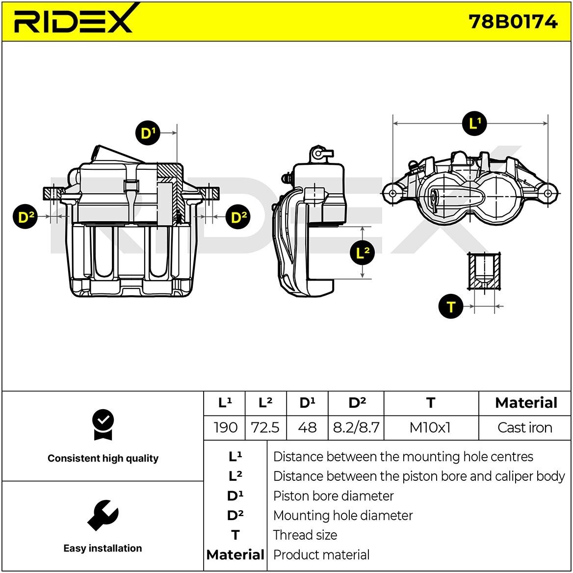 RIDEX 78B0174 Brake caliper