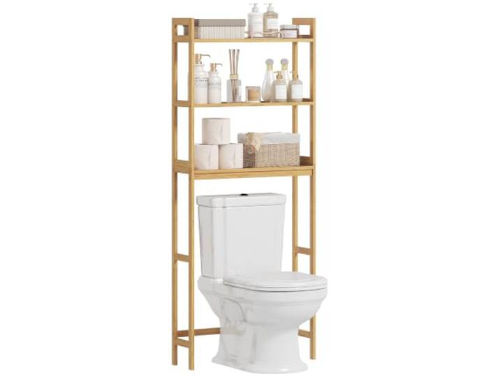 kleankin Toilettenregal 3-Stufiges Badezimmerregal für Toilette Natur