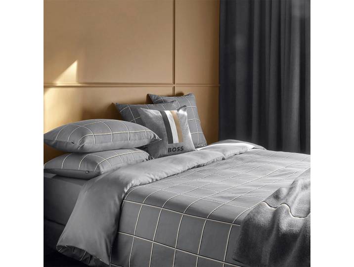 Hugo Boss Bettwäscheset, Grau, Textil, Uni, 200x210 cm, Heimtextilien, Bettwäsche, Bettwäsche